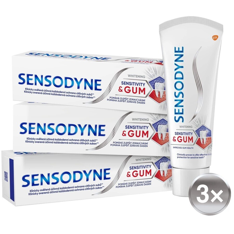 Sensodyne Sens&Gum pastă de dinți albitoare 3 x 75 ml