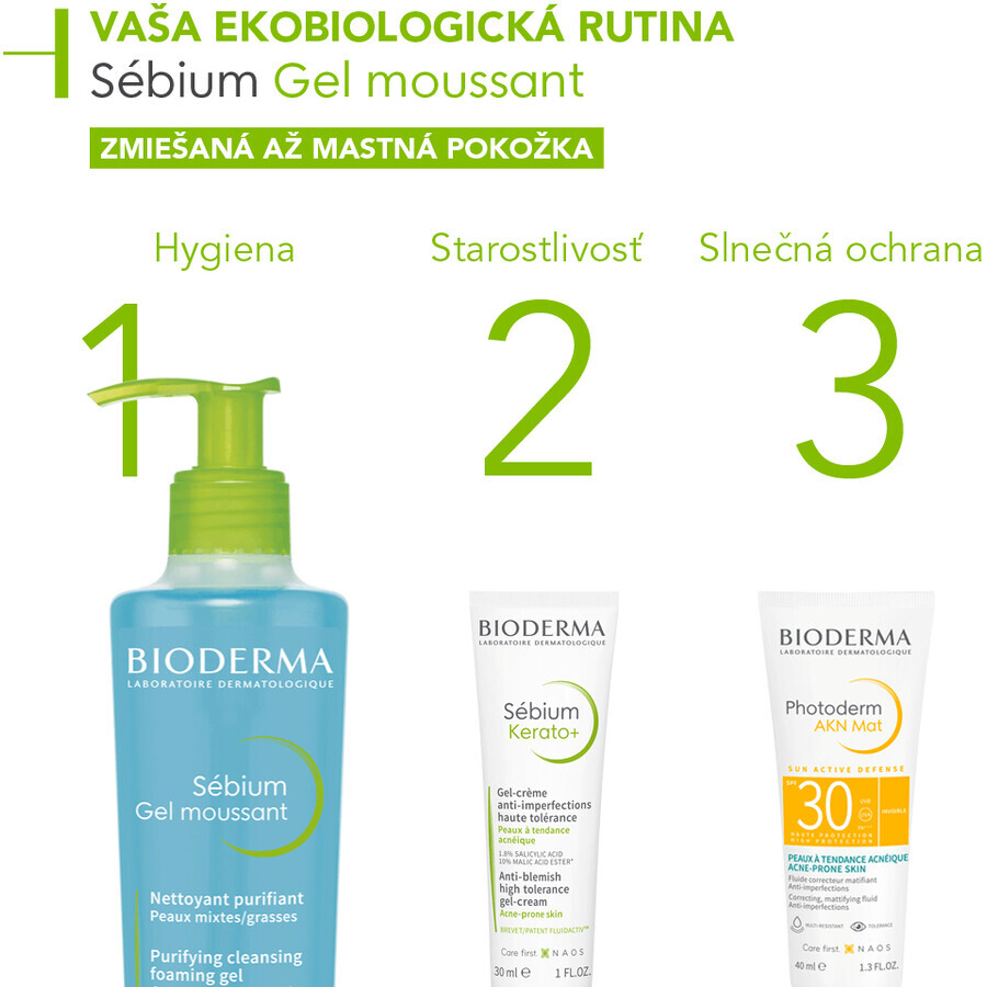 Bioderma Sébium Gel moussant nettoyant pour peaux mixtes et grasses 200 ml