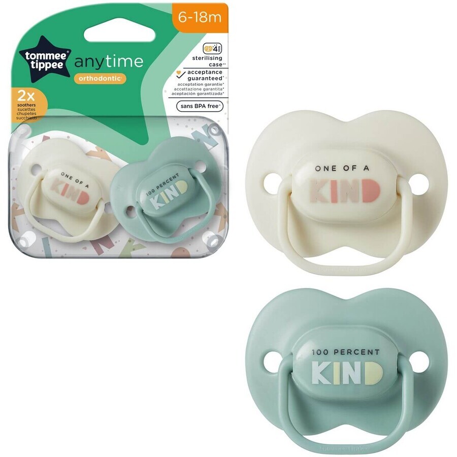 Tommee Tippee CTN AnyTime Silikonschnuller, 6-18m, verschiedene Farben 2 Stück