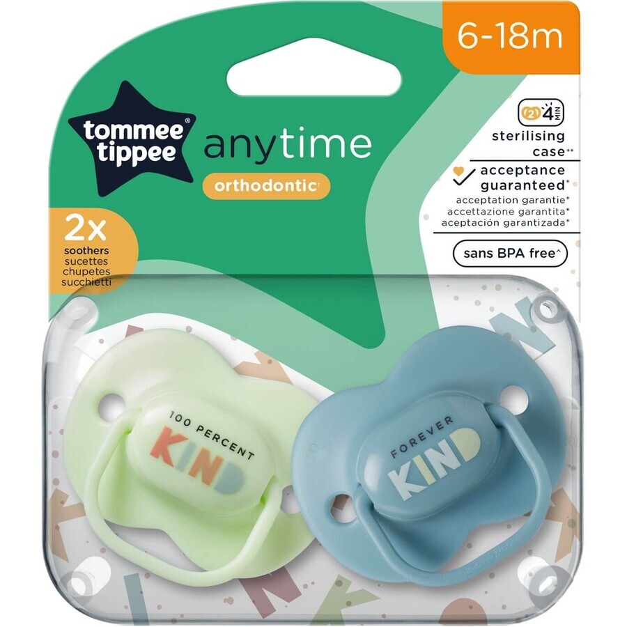 Tommee Tippee CTN AnyTime Silikonschnuller, 6-18m, verschiedene Farben 2 Stück