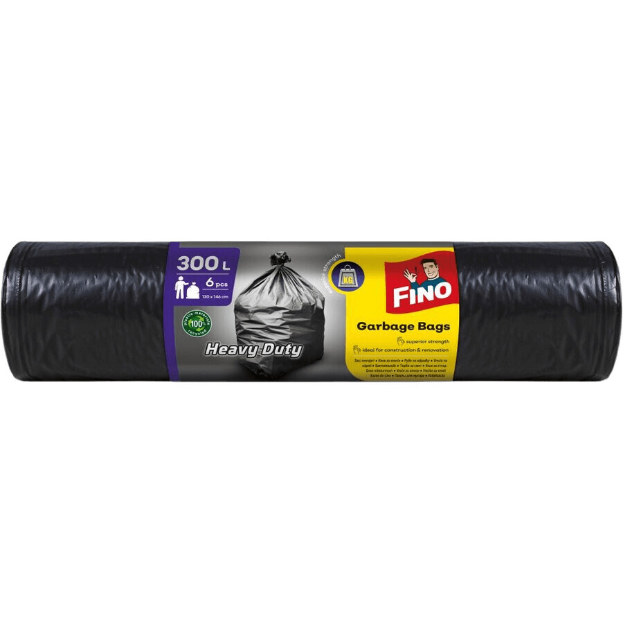 Fino Construction Bags saci negri pentru deșeuri 6 x 300 l