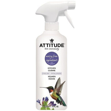 Attitude Detergent de bucătărie cu spray cu aromă de coajă de lămâie 475 ml