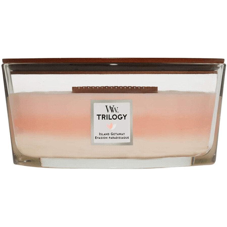 Woodwick Trilogy lumânare parfumată navă, Island getaway 454 g