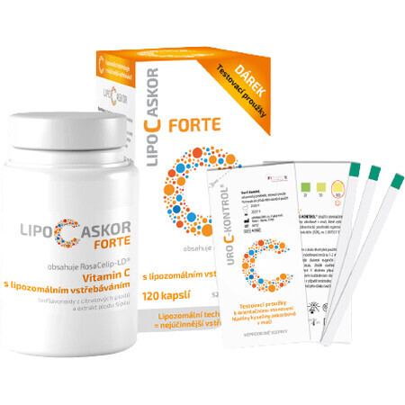 Lipo C Ascor Forte Vitamin C mit liposomalen Absorptionsteststreifen 4 Stück + 120 Kapseln