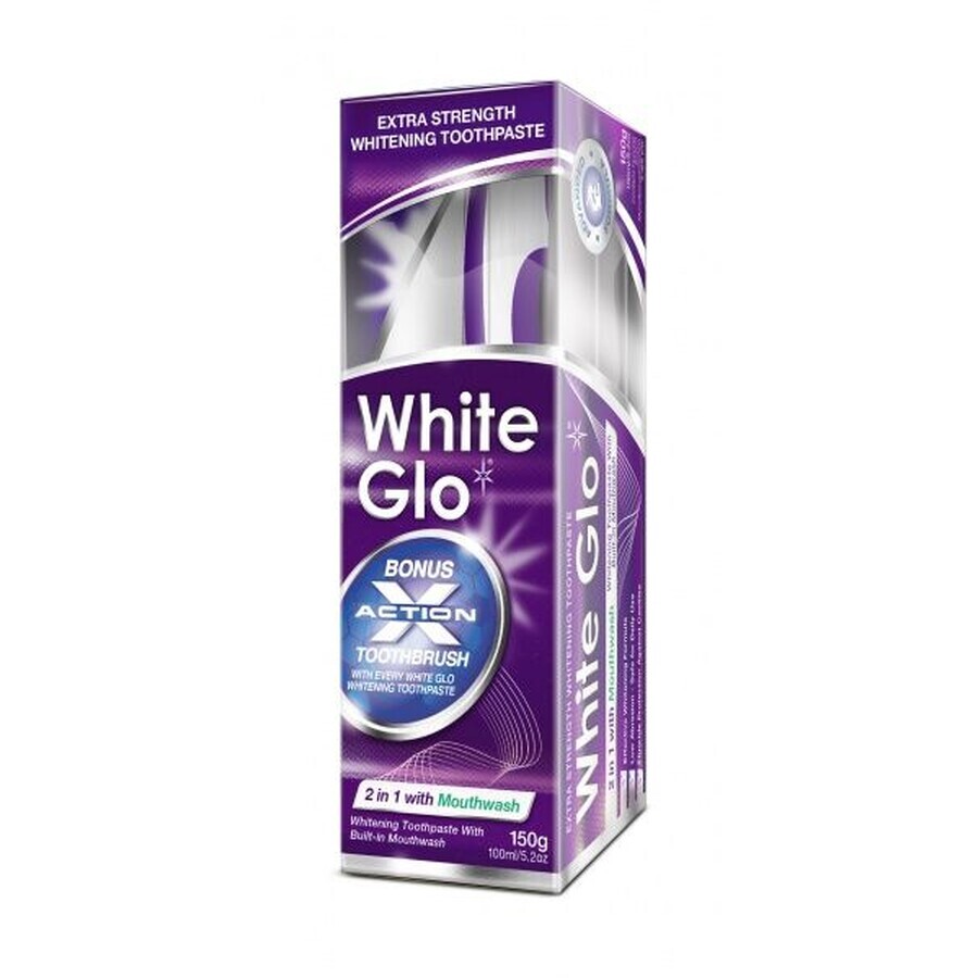 Dentifrice White Glo 2in1 + brosse à dents et brosses interdentaires 150 g