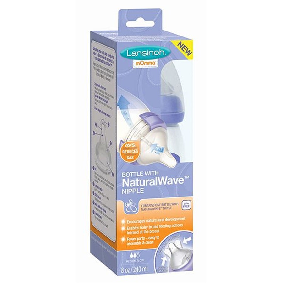 Lansinoh NaturalWave biberon avec tétine 240 ml