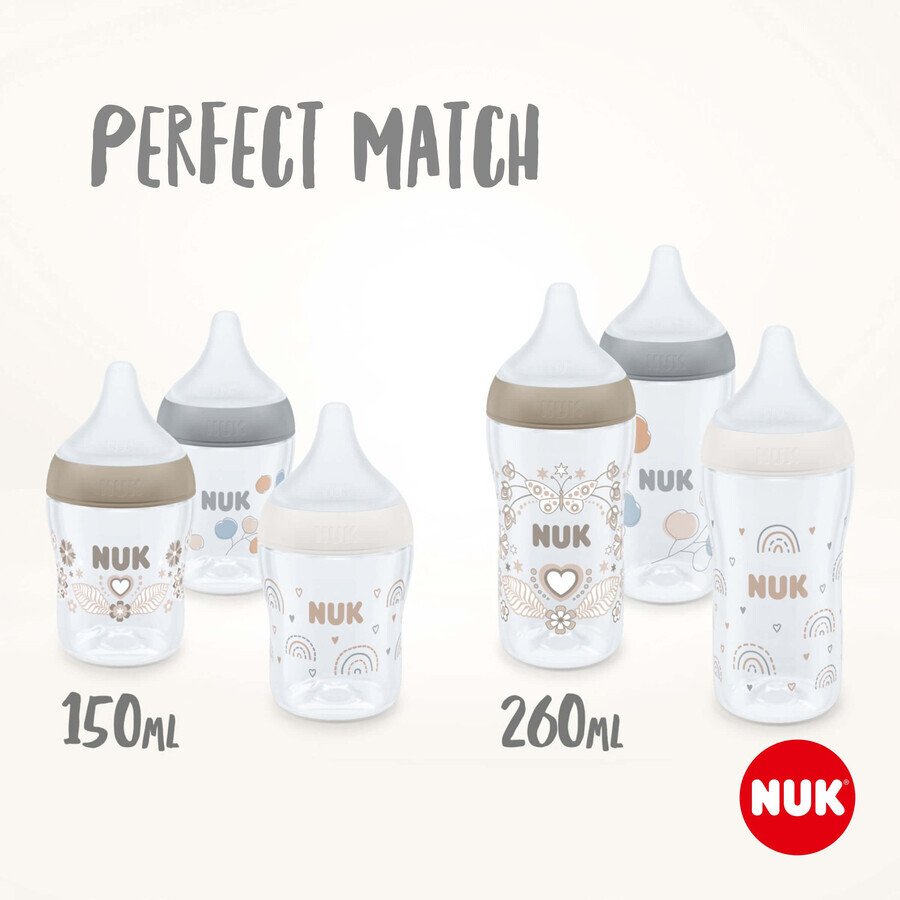 Frasco Nuk Perfect Match con control de temperatura, gris 150 ml