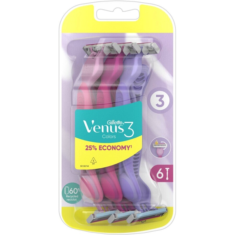 Gillette Venus Simply Venus3 Afeitadora desechable Multicolor 6 pzs