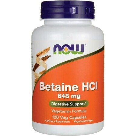 Now Foods NOW Betaine HCL 648 mg Pepsină 150 mg 120 capsule