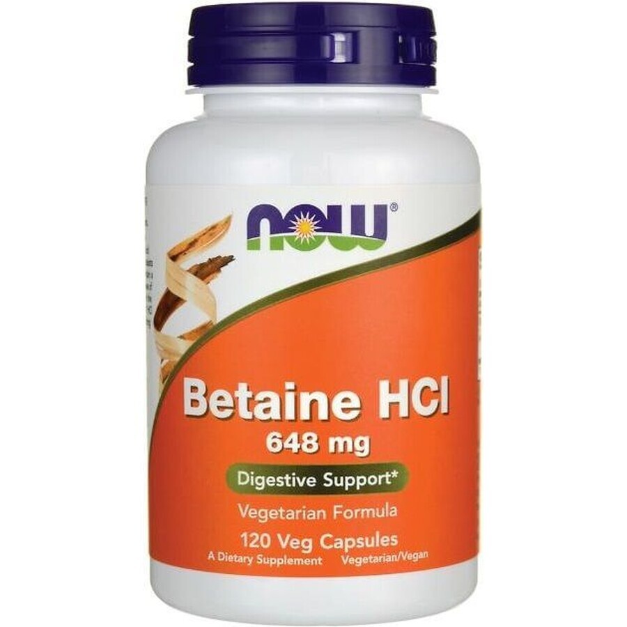 Now Foods NOW Betaine HCL 648 mg Pepsină 150 mg 120 capsule