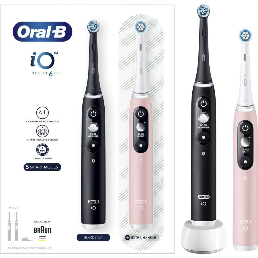 Oral-B EL.ZK Duo iO Series 6 Duo Pack Black&Pink + suport + cutie