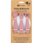 Petite&Mars Set de cuillères d'apprentissage en silicone Take&Match Dusty Rose 6m+ 3 pcs