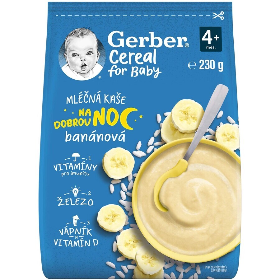 Gerber Cereale cu lapte Terci de ovăz Banană Noapte bună 9 x 230 g