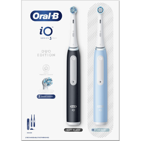 Oral-B iO 3 Dual Pack periuțe de dinți electrice negru și albastru 2 buc