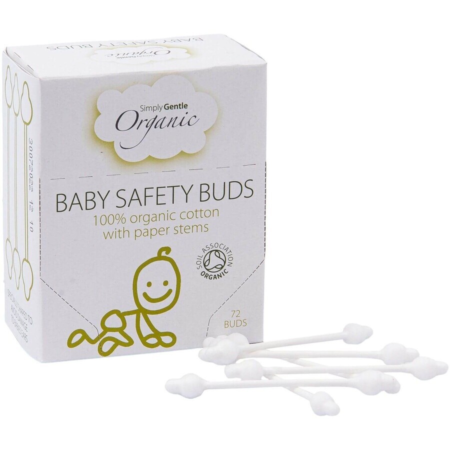 Simply Gentle Buds de bumbac organic pentru copii 72 buc