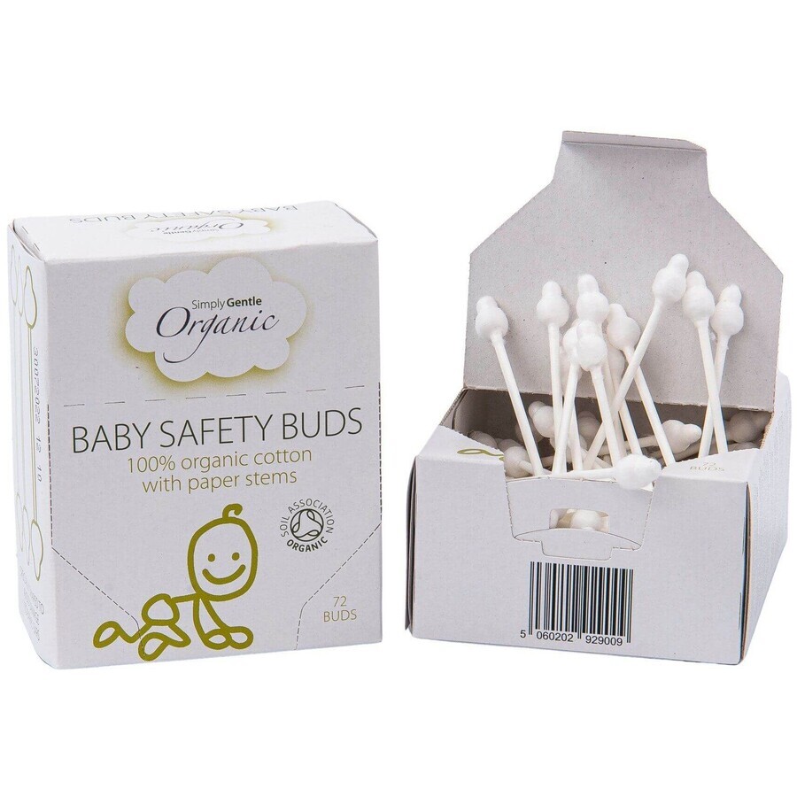 Simply Gentle Buds de bumbac organic pentru copii 72 buc