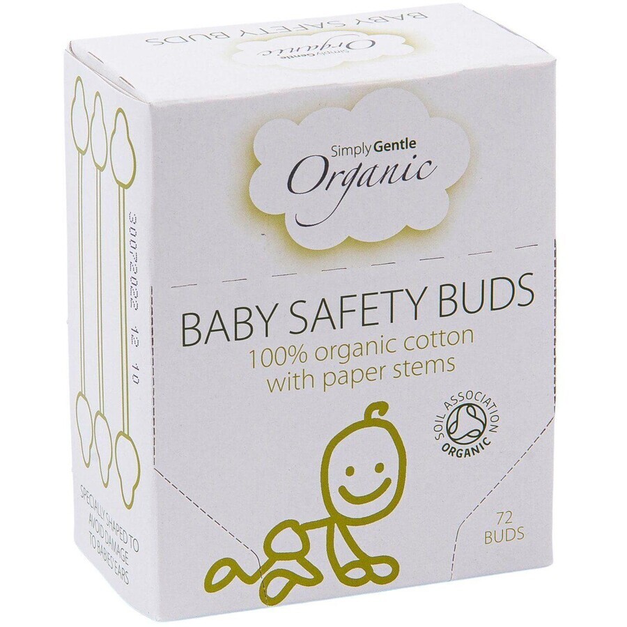 Simply Gentle Buds de bumbac organic pentru copii 72 buc