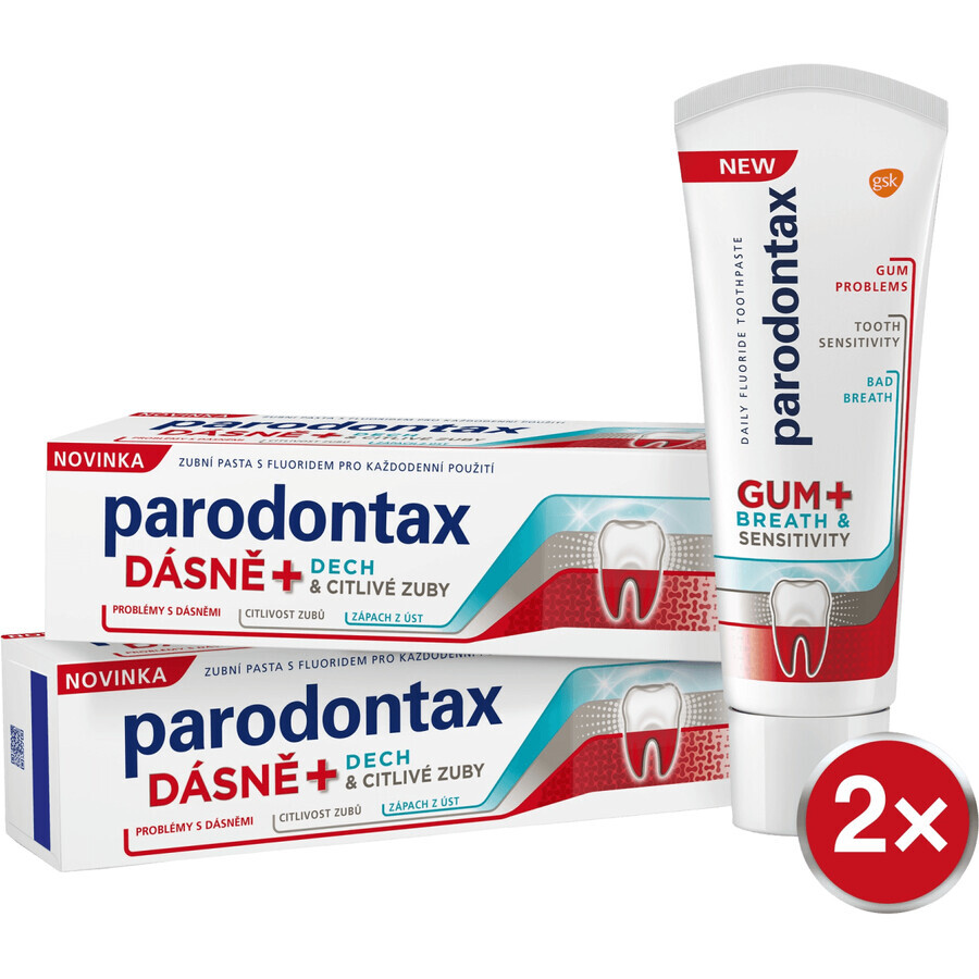 Parodontax Pasta dentífrica para encías + aliento y sensibilidad 2 x 75 ml