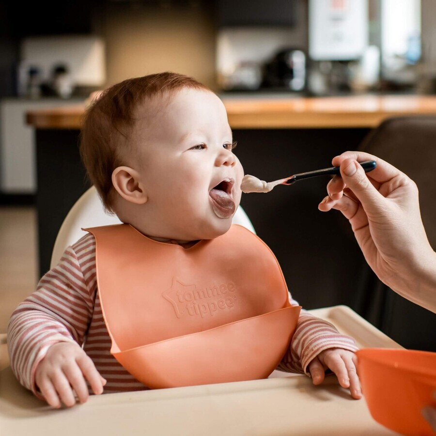 Tommee Tippee baby bib, 6m+, green or orange