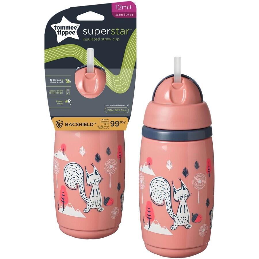 Tommee Tippee Superstar, 12m+, non-drip sports cup, pink 266 ml