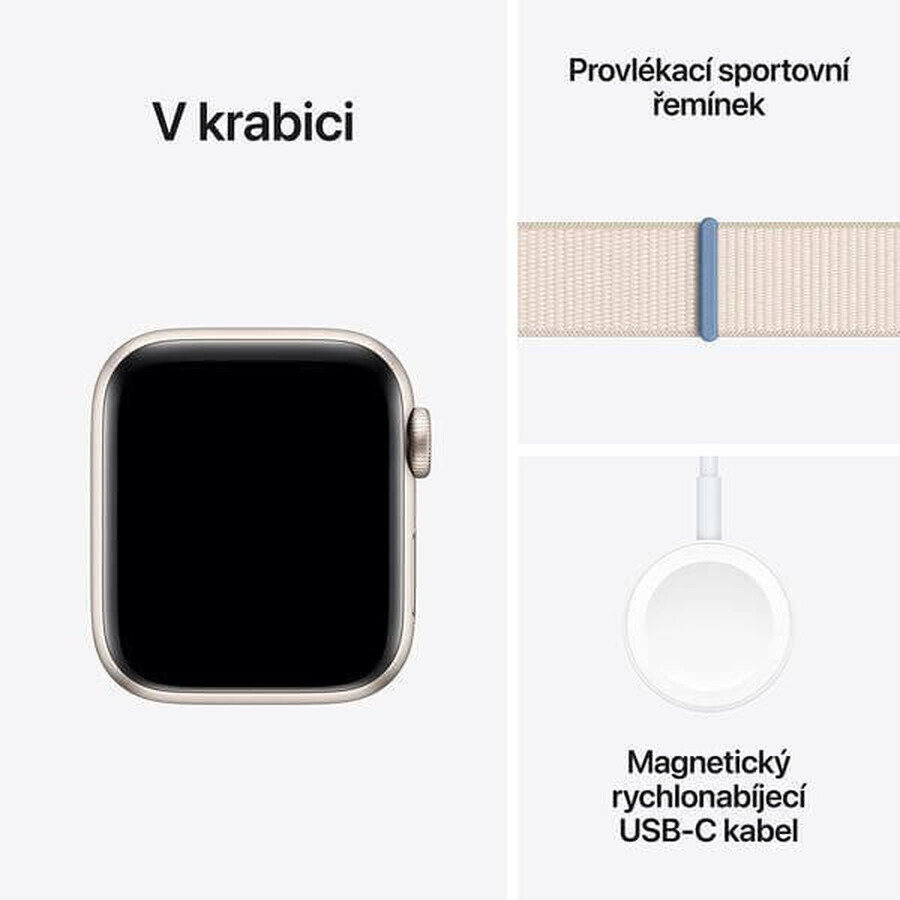 Apple Watch SE GPS 44mm boîtier aluminium avec boucle sport, Starlight