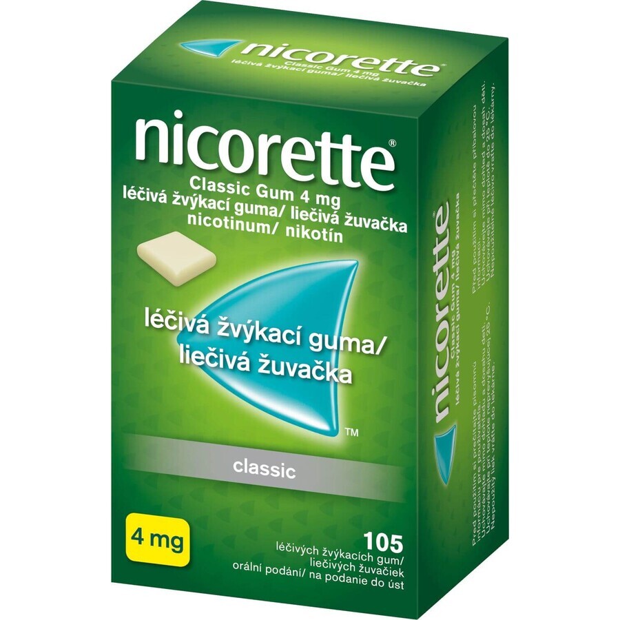 Nicorette ® Classic Gum 4 mg, medicinal chewing gum 105 pieces