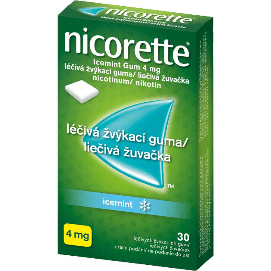 Nicorette Icemint Gum 4mg gumă de mestecat medicinală 30 buc