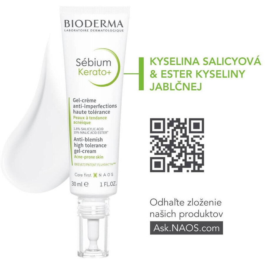 Bioderma Sébium Kerato+ gel-cremă pentru acnee cu toleranță ridicată 30 ml