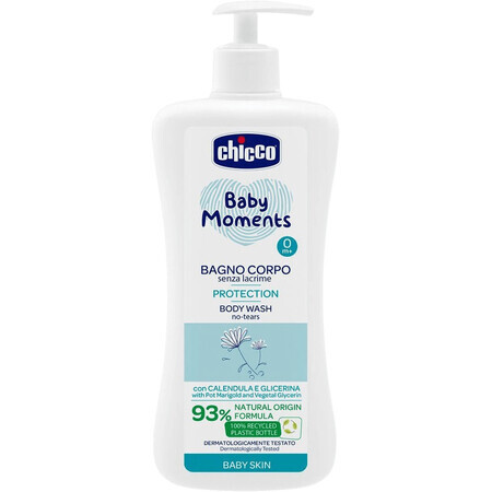 Chicco Baby Protective Moments Körpershampoo mit Spender, 93% natürliche Inhaltsstoffe 750 ml