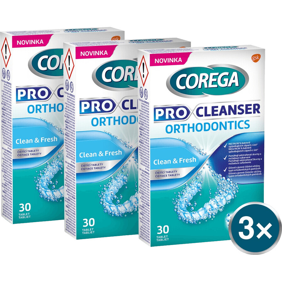 Corega Pro Cleanser Orthodontie 3 x 30 comprimés