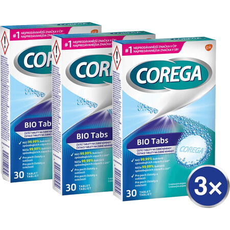 Corega Bio Tabs Comprimés antibactériens 3 x 30 pcs