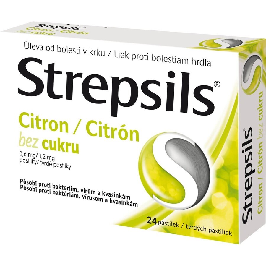 Strepsils pastiglie senza zucchero limone 24 pastiglie