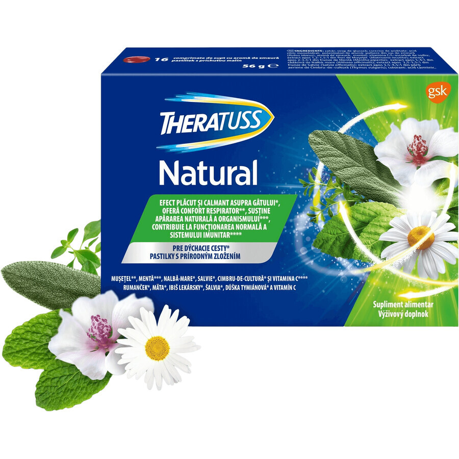 TheraTuss Natürliche Lutschtabletten für Halsschmerzen 16 Tabletten