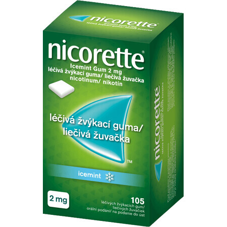 Nicorette Icemint Gum 2mg gumă de mestecat medicinală 105 buc