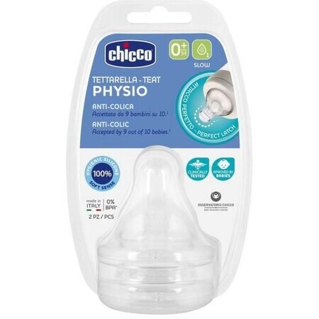 Chicco Flessenspeen Perfect 5/Well-Being fysiologisch langzaam stromend 0m+ 2 stuks