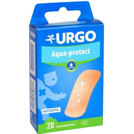 Urgo Aqua-protect Plástico antiséptico, lavable, 3 tamaños 20 uds.