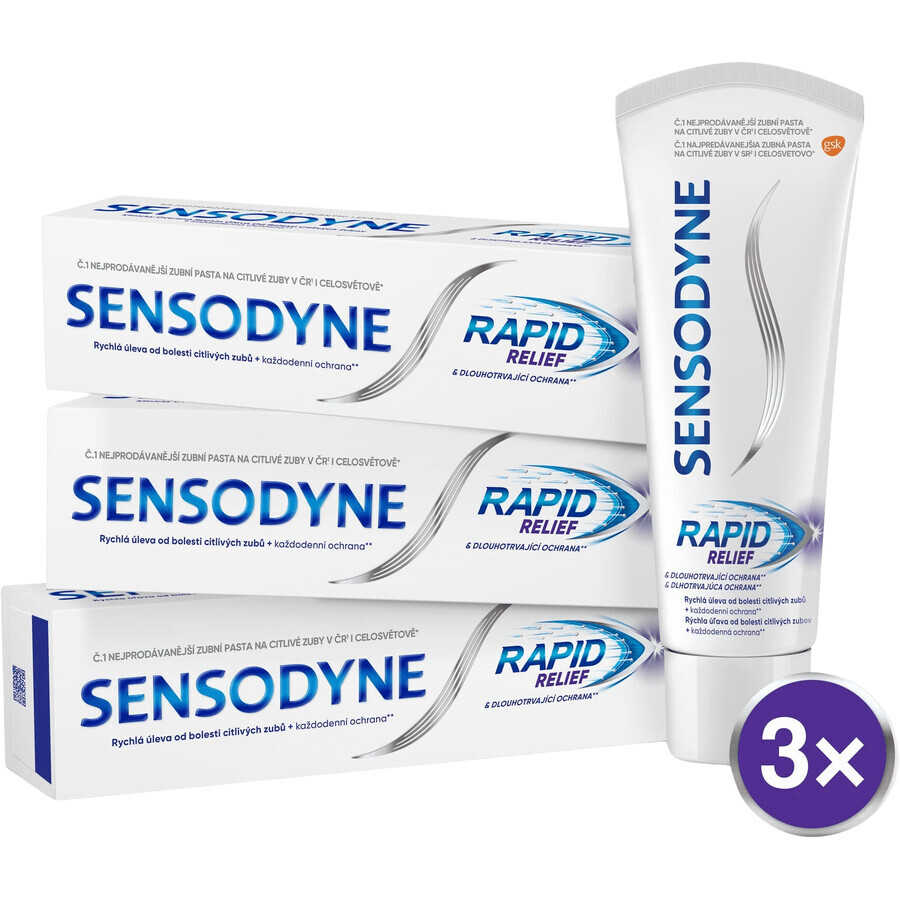 Sensodyne Pastă de dinți pentru dinți sensibili Rapid 3 x 75 ml