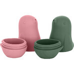 Petite&Mars Silicone bath toys - Love birds Rose Green 6m+