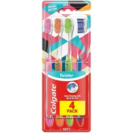 Colgate Twister Design Edition brosse à dents souple 4 pcs