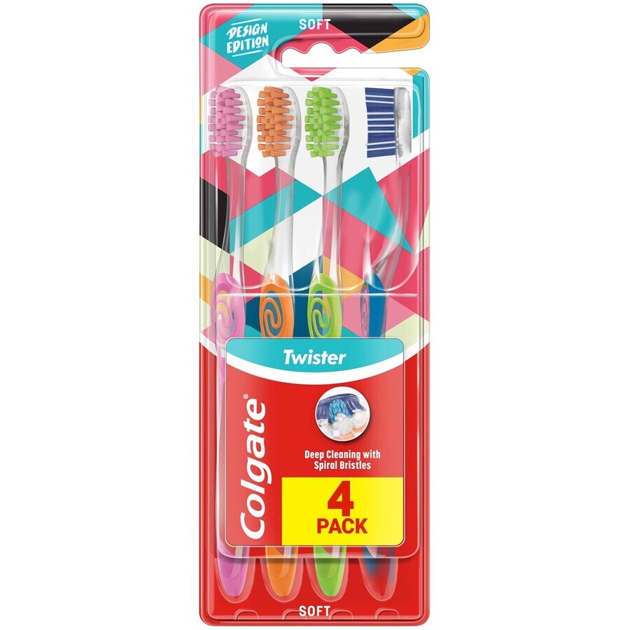 Colgate Twister Design Edition brosse à dents souple 4 pcs