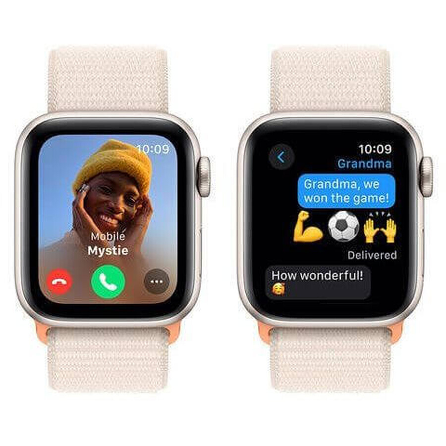 Apple Watch SE GPS Caja de aluminio de 40 mm con bucle deportivo, Starlight