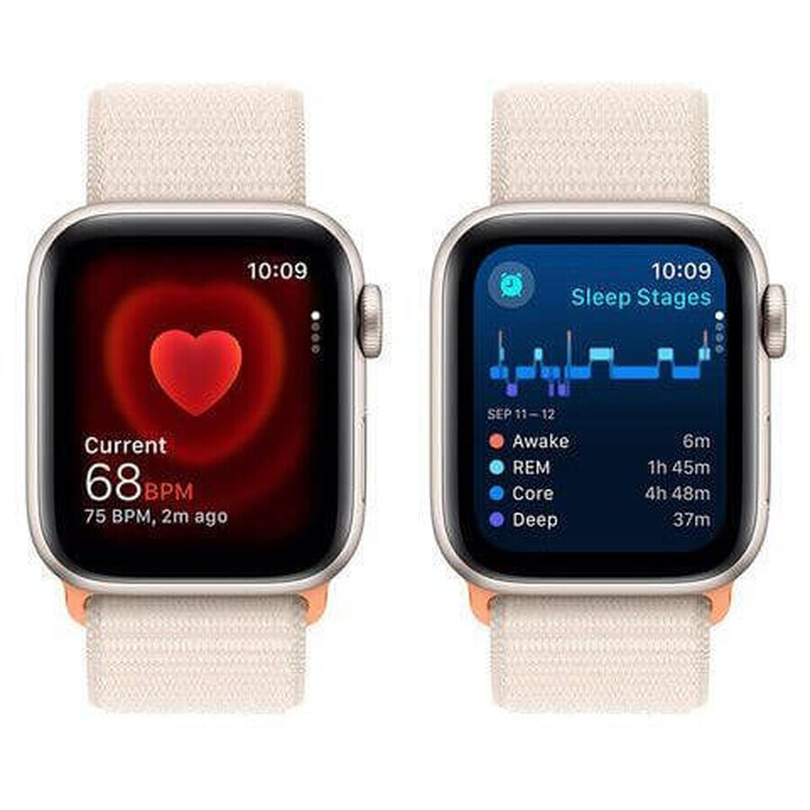 Apple Watch SE GPS Caja de aluminio de 40 mm con bucle deportivo, Starlight