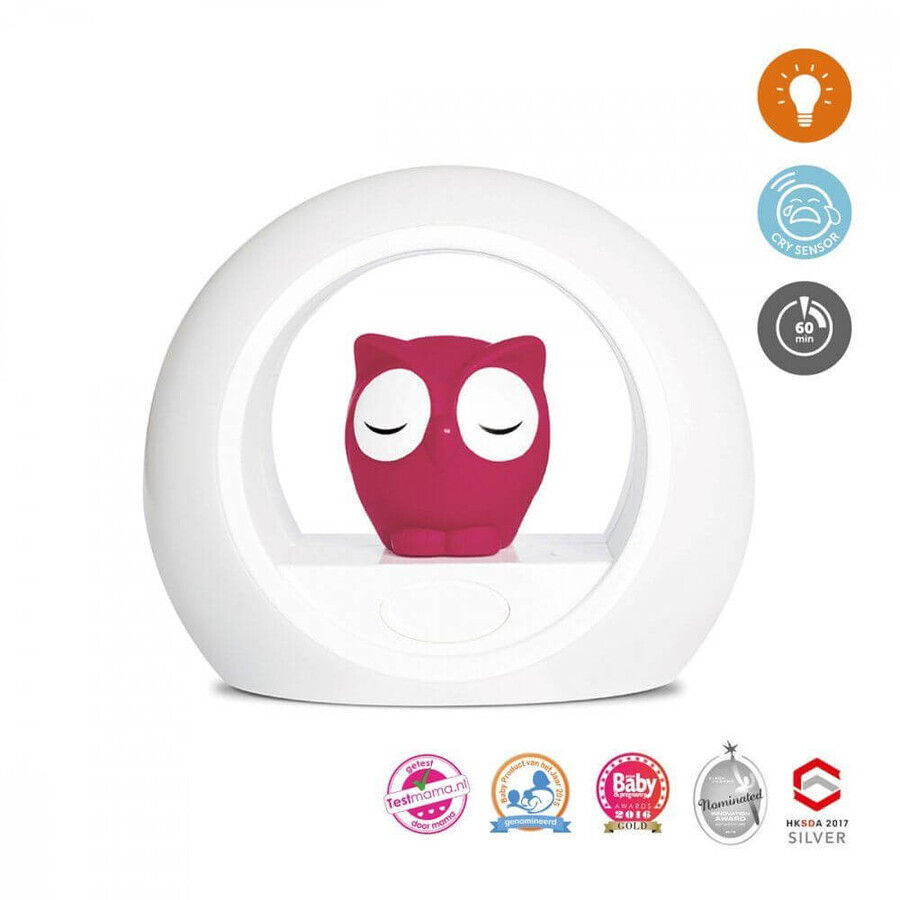 Yookidoo Owl LOU pink - night light with cry sensor