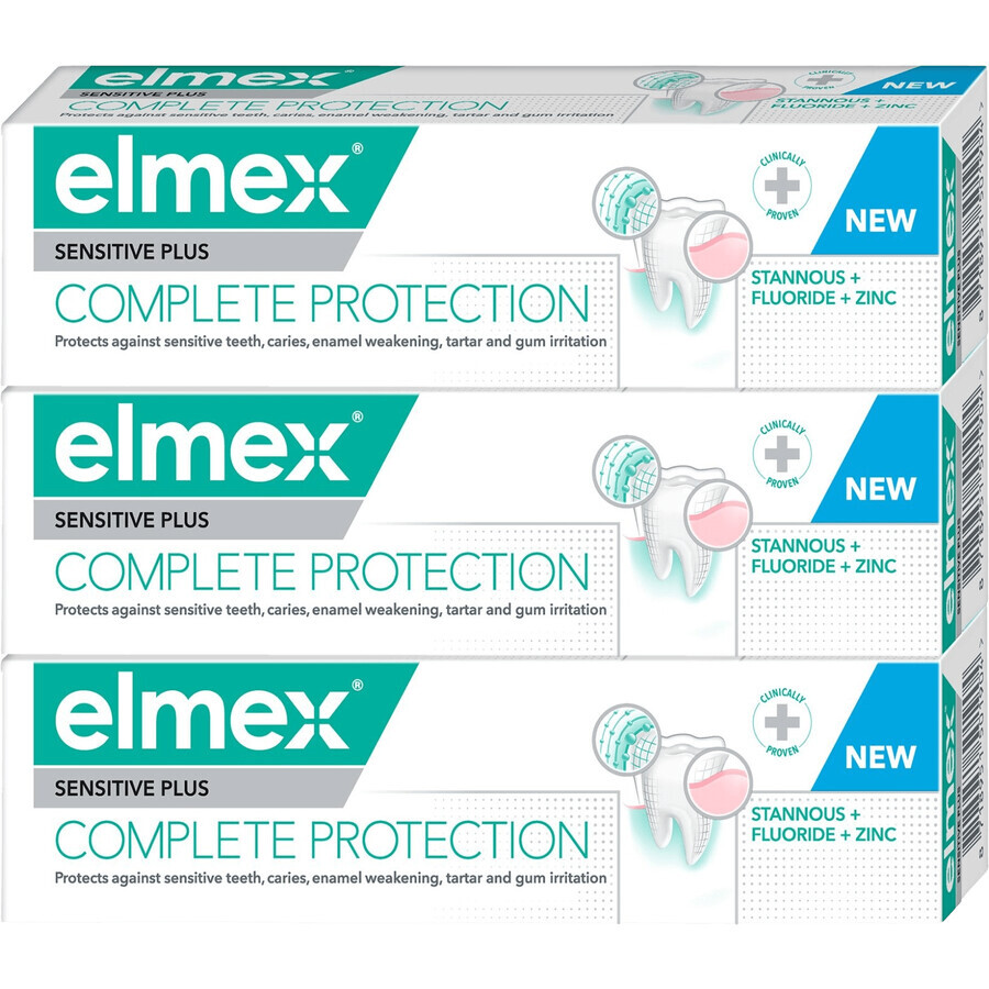 Elmex Sensitive Plus Complete Protection pastă de dinți 3 x 75 ml