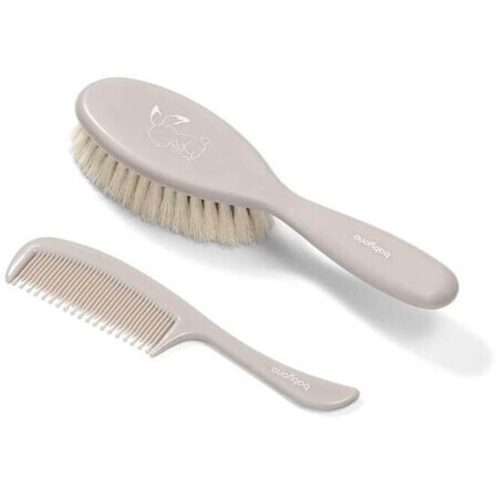 BabyOno Super soft hair brush and comb - gray 2 pcs