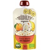 Rudolfs BIO Fruit gustare fără gluten Piersică, banană, fulgi de ovăz din cereale integrale 110 g