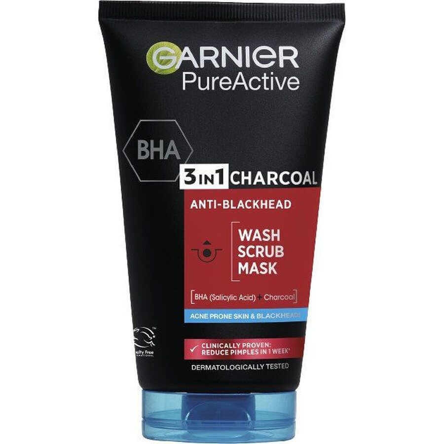 Garnier Skin Naturals Pure Active 3en1 Mascarilla de carbón activo contra los puntos negros, 150 ml