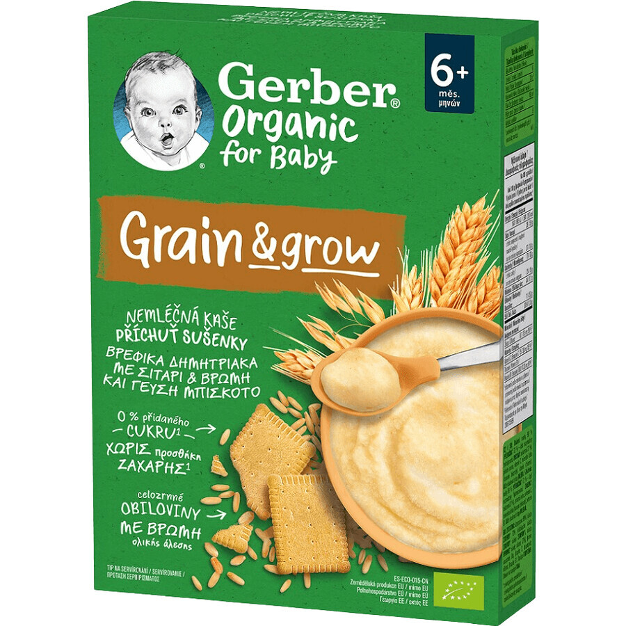 Gerber Porridge biologico senza latticini al gusto di biscotto 200 g