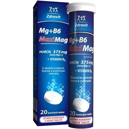 MaxMag Magneziu 375 mg + B6 20 comprimate efervescente