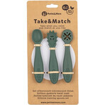 Petite&Mars Set de linguri de antrenament din silicon Take&Match Misty Green 6m+ 3 buc